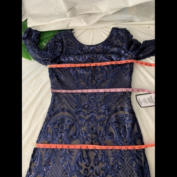 NWT $269‎ Alex Evenings Sequin Embroidered Mesh A-Line Gown Navy [ SZ 8 ] #E936 - Picture 11 of 12